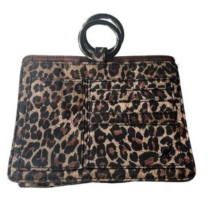 Pouchee thin wallet leopard print satin purse